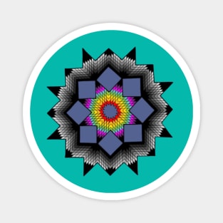 Star Mandala Grey Colorful Magnet